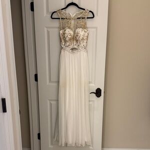 Elegant White and Gold Gown